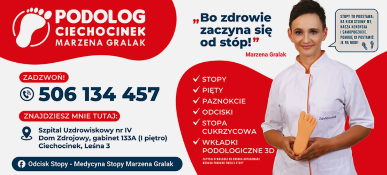 Zdjęcie na okładce dla Odcisk Stopy - Medycyna Stopy Marzena Gralak - podolog Ciechocinek - wrastające paznokcie - stopa cukrzycowa Ciechocinek